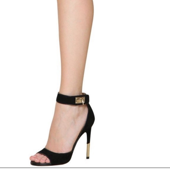 GIVENCHY PARIS Sharklock Ankle Strap Suede Heels Olive Open Toe Sz 10 9.5 or 9 - Picture 13 of 13